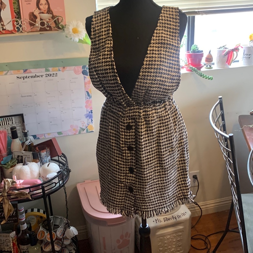Houndstooth Overall Dress